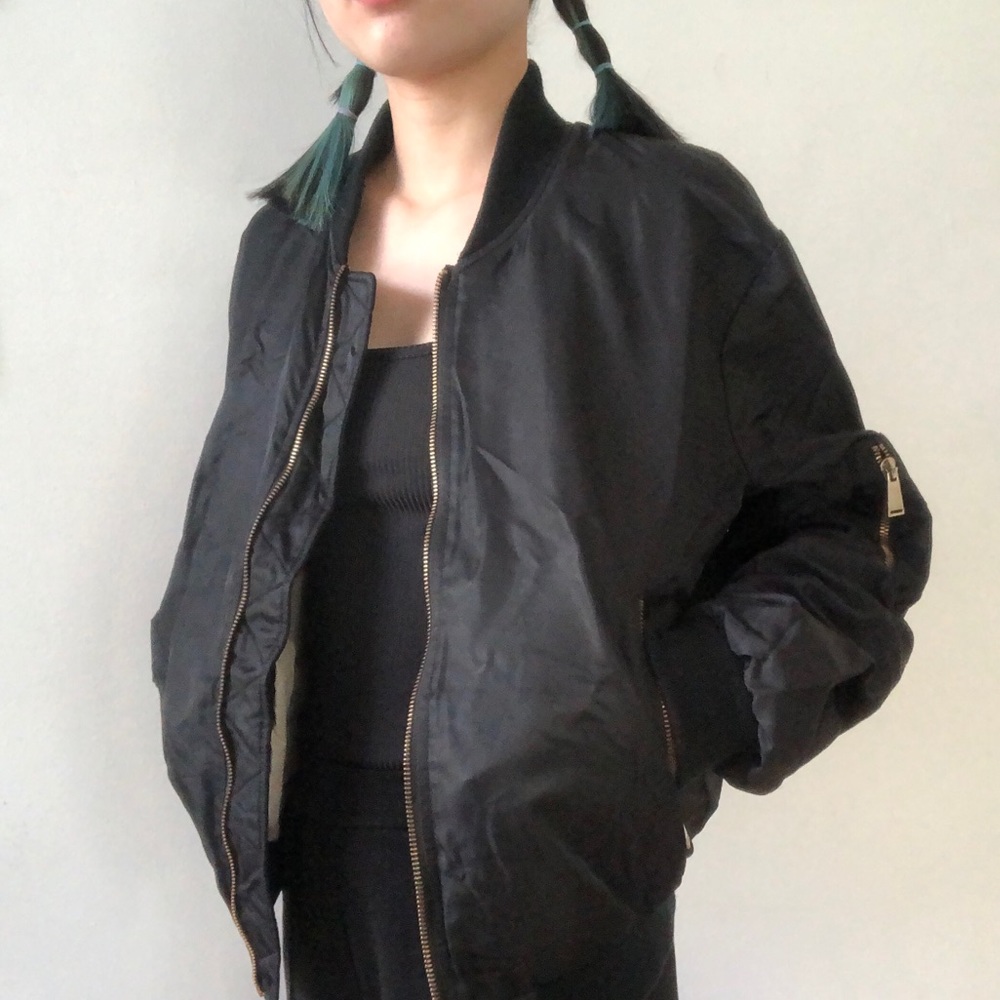 Zara Basic Outerwear Black Bomber Jacket - image 1